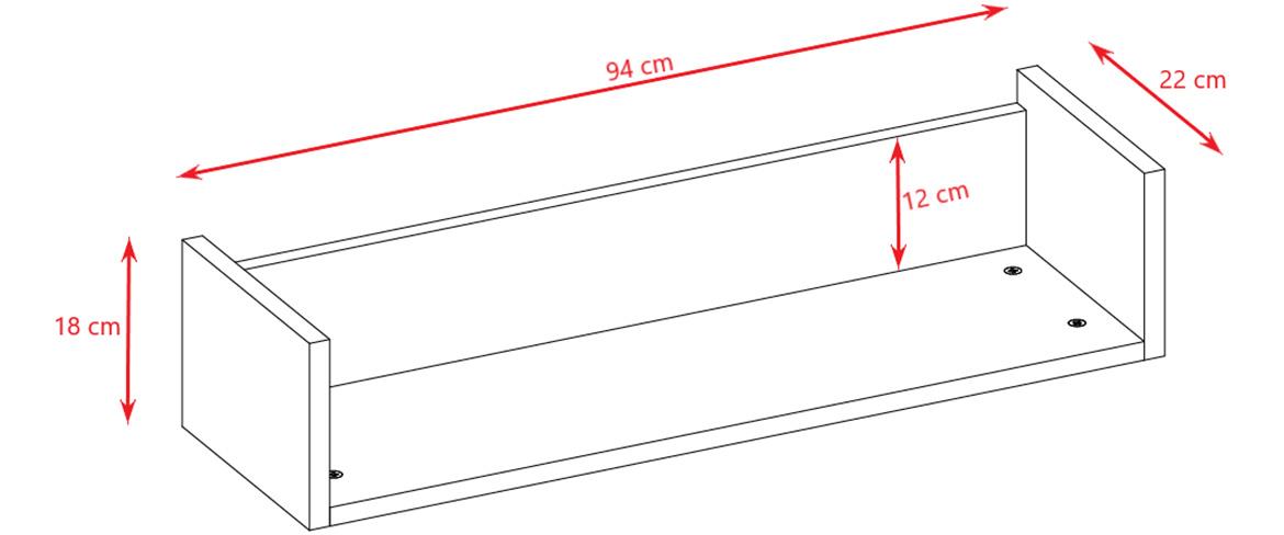 Victor zidna polica 94x22x18 cm bela