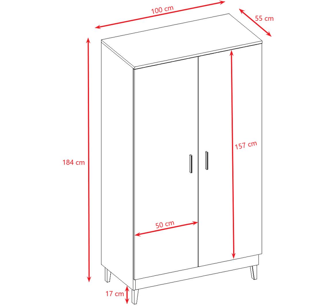 Kubi ormar 2 vrata 100x55x184 cm beli