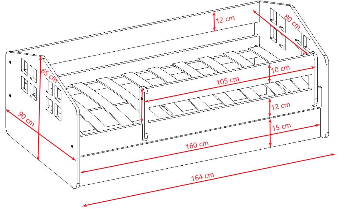 Kasper decji krevet sa podnicom 90x164x65 cm beli