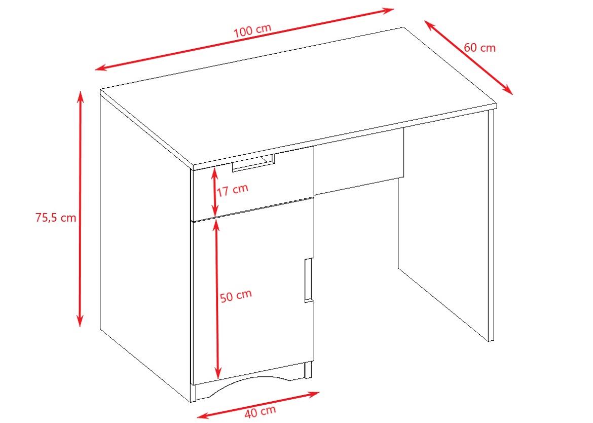 Classic radni sto 1 vrata+1 fioka 100x60x75,5 cm beli