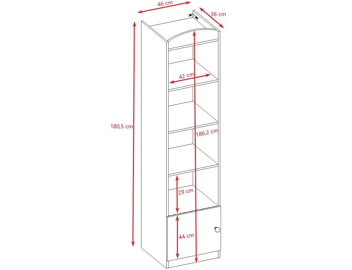 Babydreams polica 1 vrata+4 otvora 46x36x180,5 cm belo/zelena