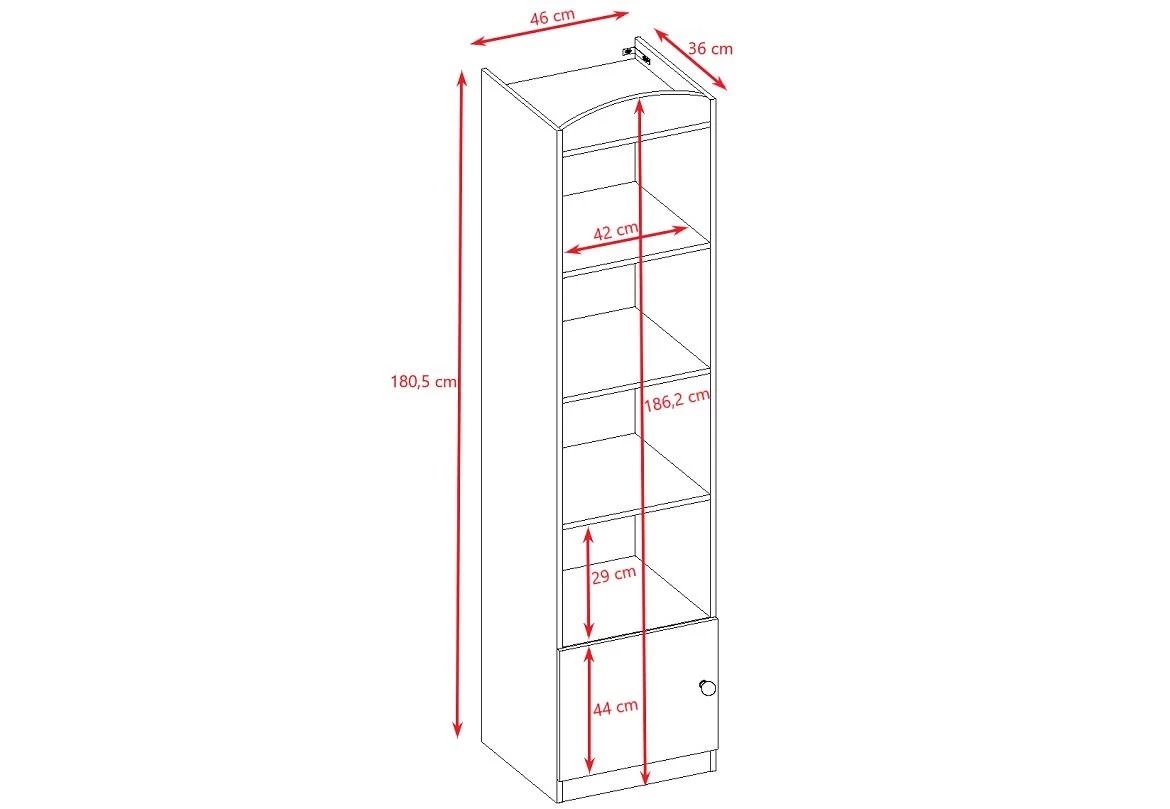 Babydreams polica 1 vrata+4 otvora 46x36x180,5 cm belo/plava