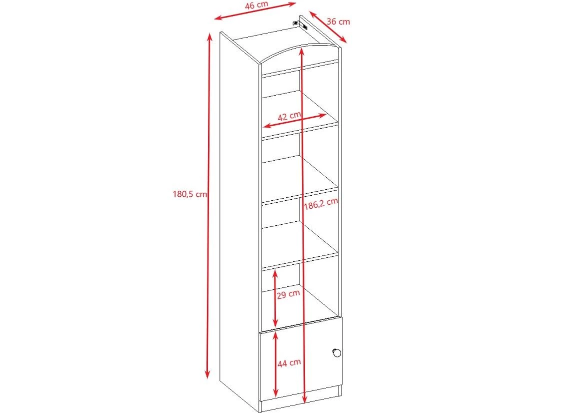 Babydreams polica 1 vrata+4 otvora 46x36x180,5 cm belo/roze