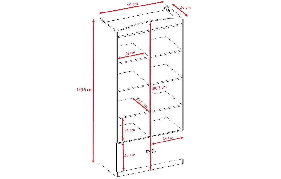Babydreams polica 2 vrata+8 otvora 90x36x180 cm belo/plava