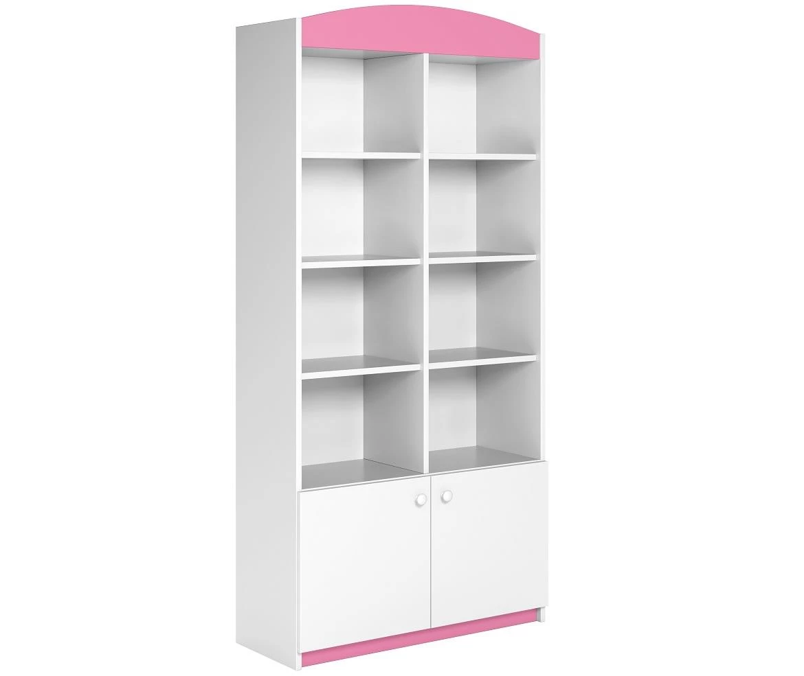 Babydreams polica 2 vrata+8 otvora 90x36x180 cm belo/roze