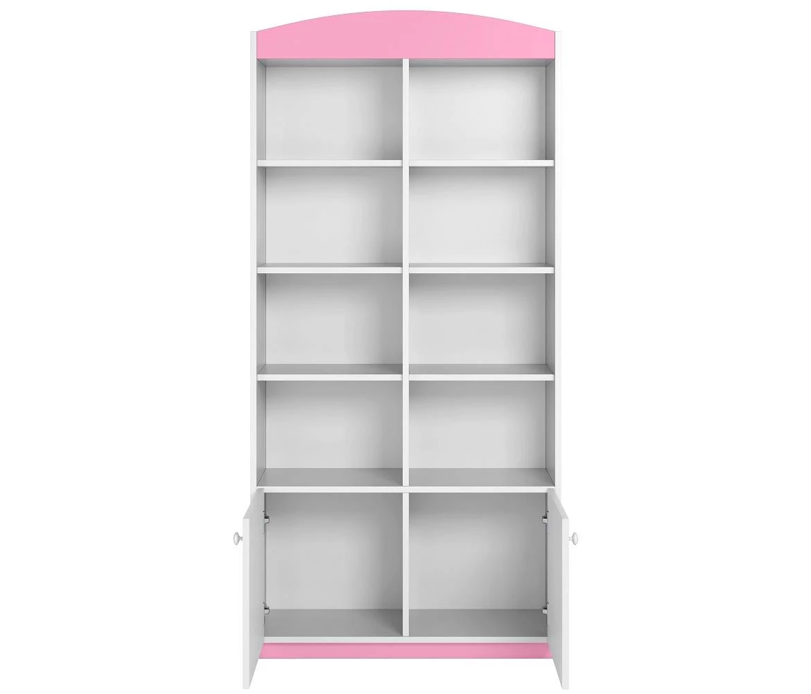 Babydreams polica 2 vrata+8 otvora 90x36x180 cm belo/roze