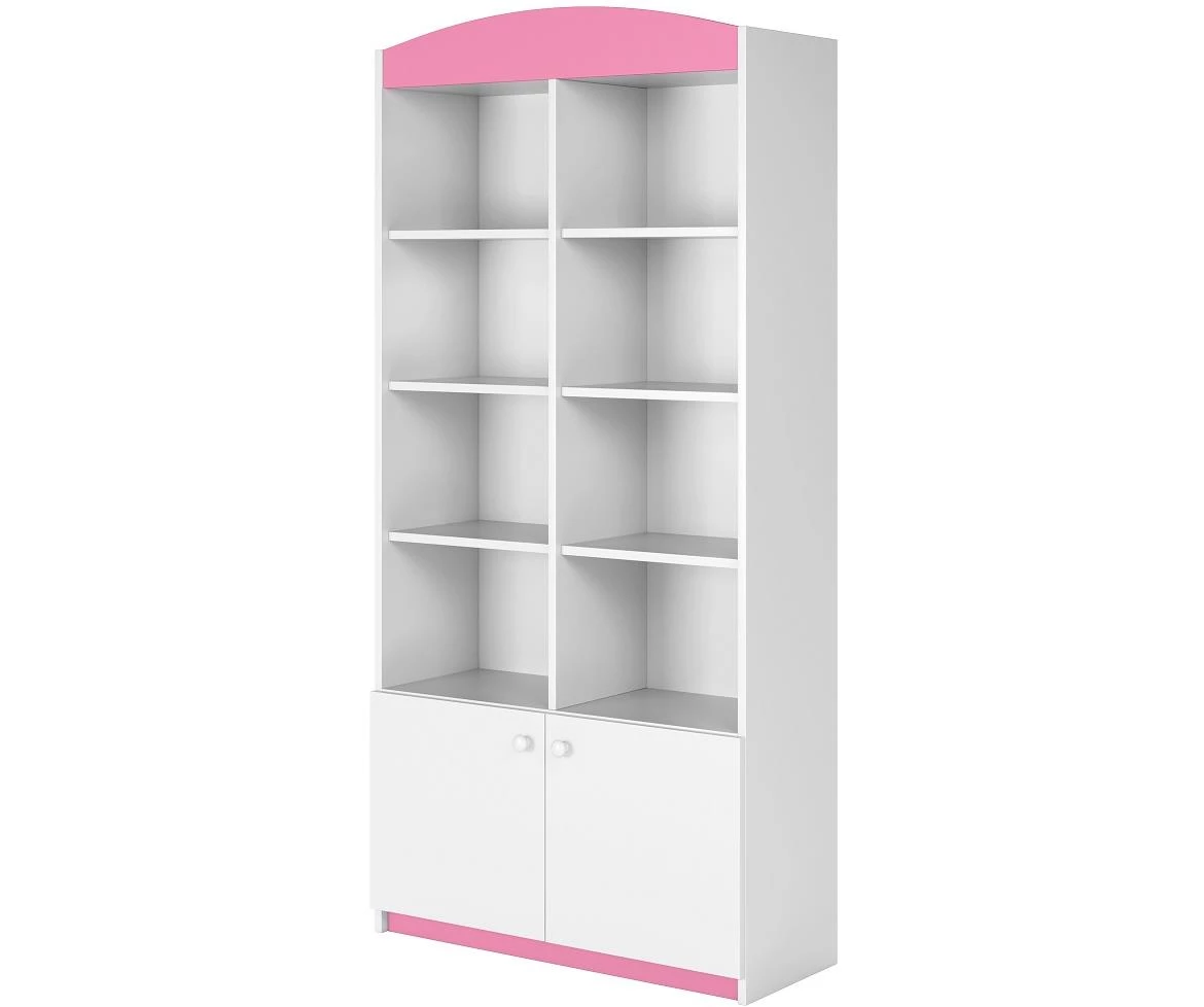 Babydreams polica 2 vrata+8 otvora 90x36x180 cm belo/roze