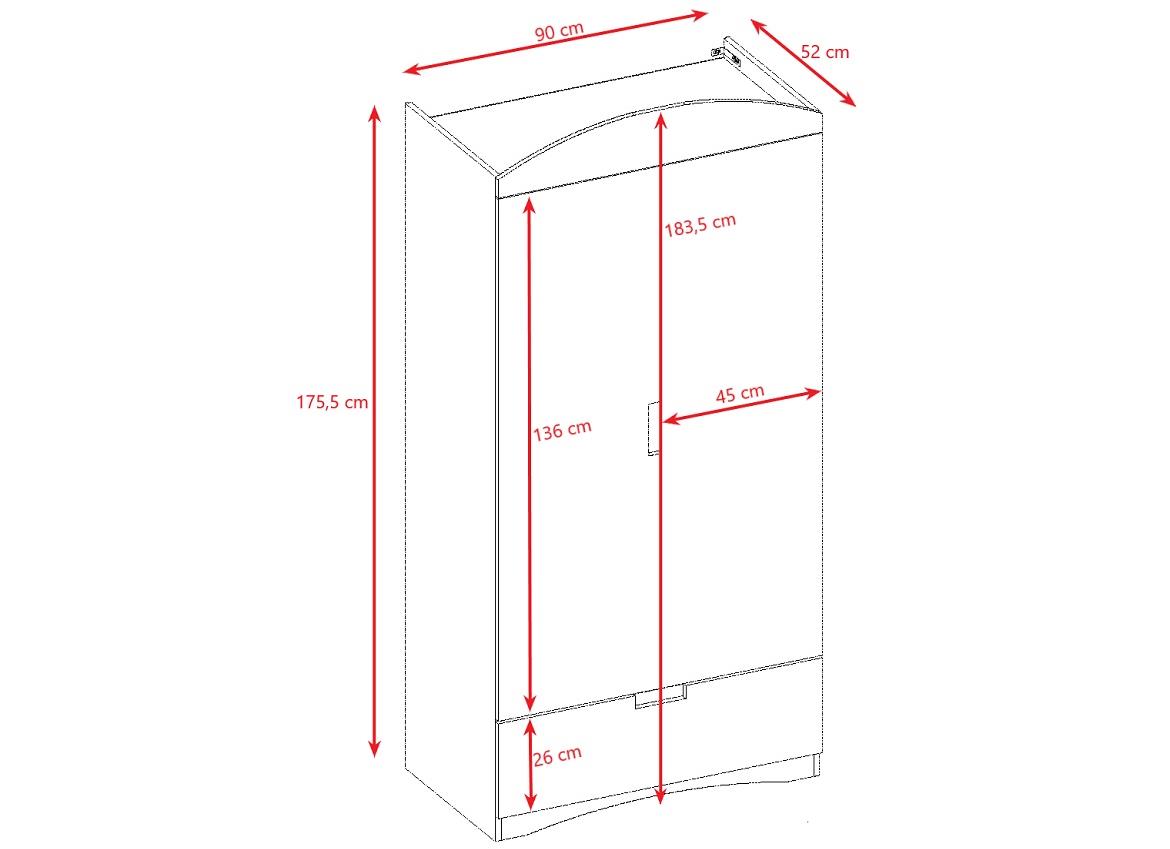 Classic ormar 2 vrata+1 fioka 90x52x183,5 cm beli