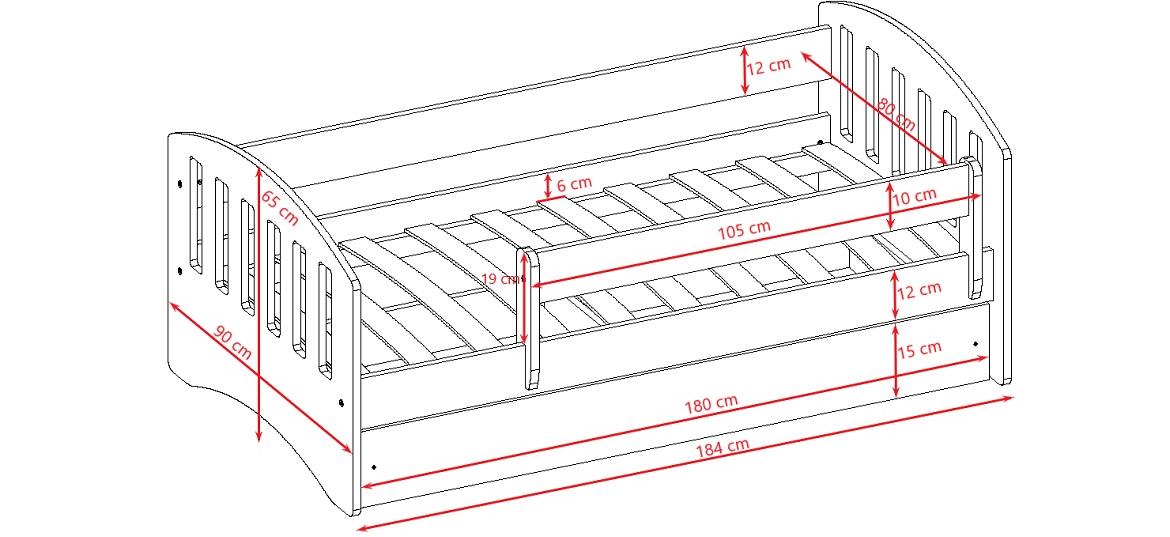 Classic decji krevet sa podnicom 90x184x65 cm belo/roze