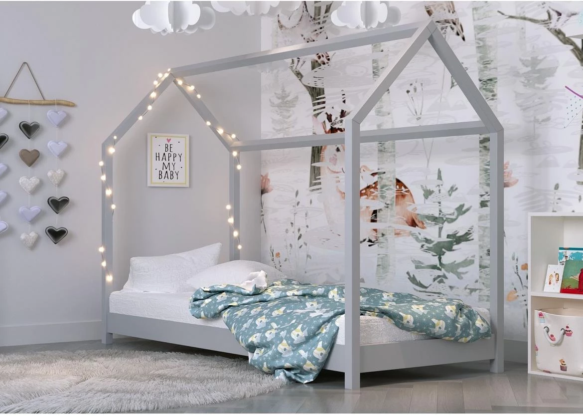 Bella decji krevet sa podnicom 98,5x208x149,2 cm sivi