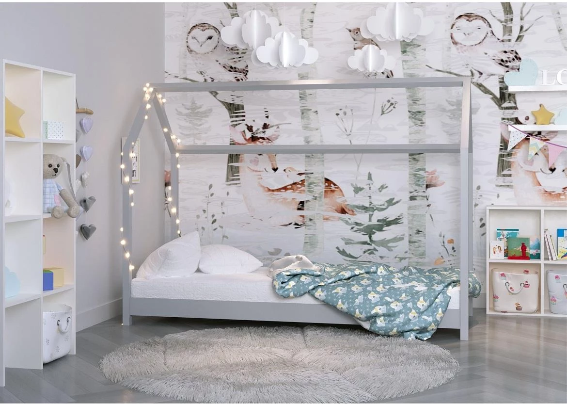 Bella decji krevet sa podnicom 98,5x208x149,2 cm sivi