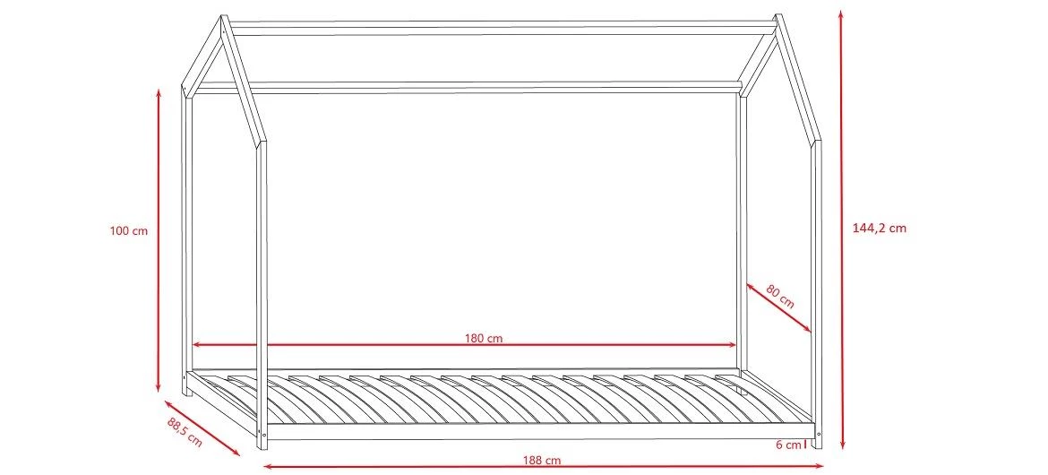 Bella decji krevet sa podnicom 88,5x188x145 cm beli