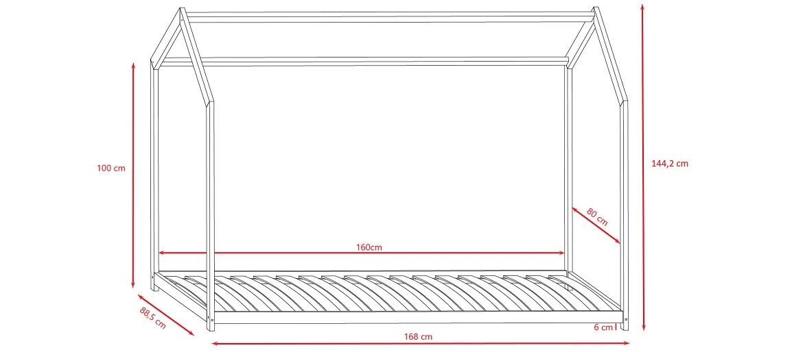 Bella decji krevet sa podnicom 88,5x168x145 cm natur