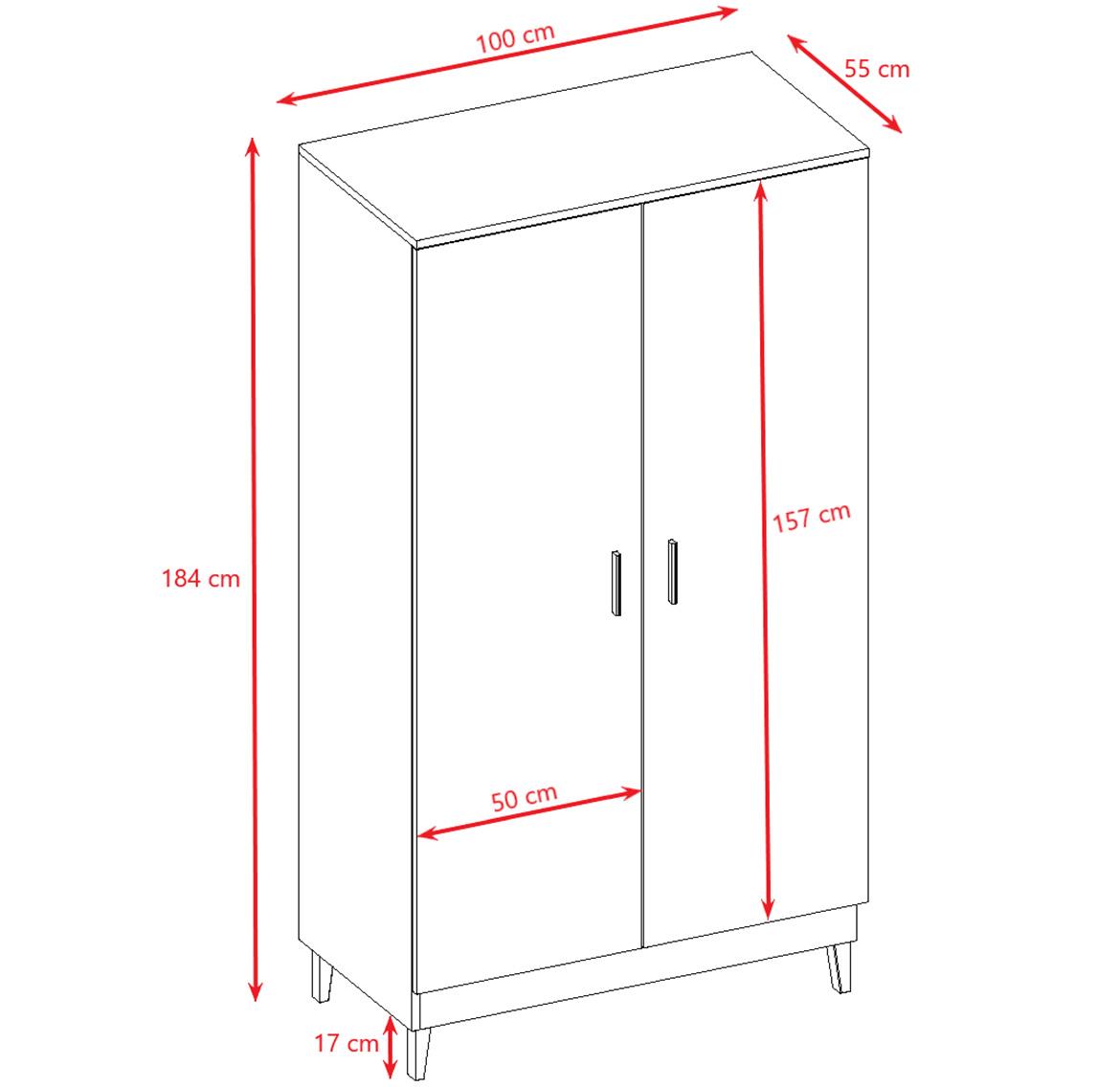 Kubi ormar 2 vrata 100x55x184 cm beli