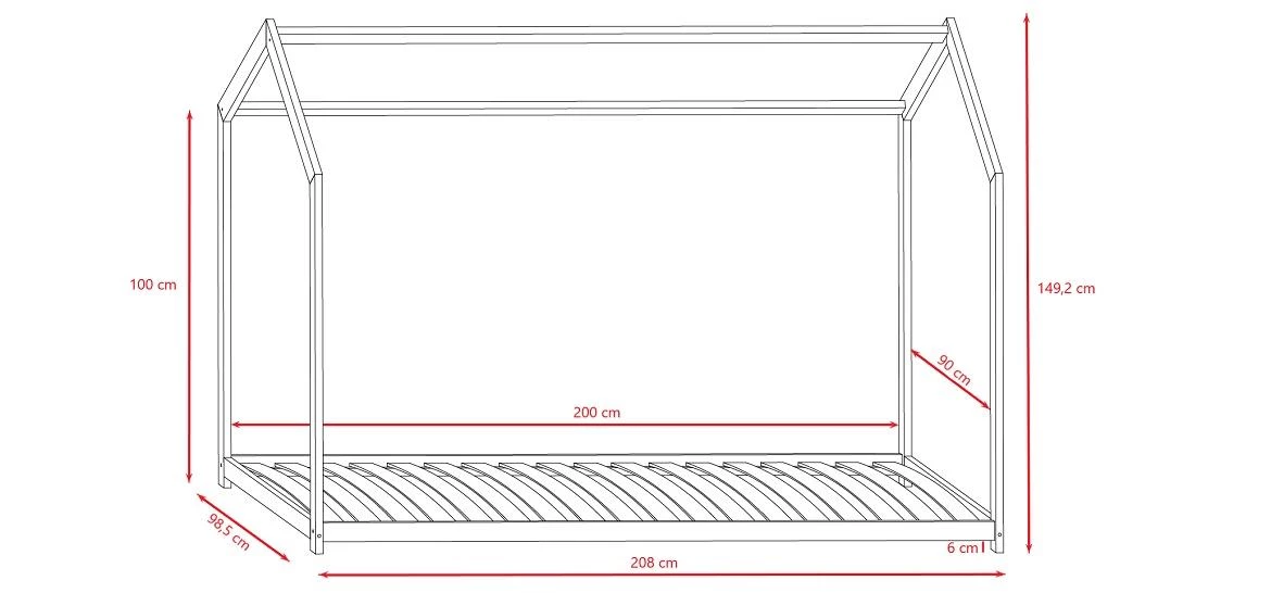 Bella decji krevet sa podnicom 98,5x208x149,2 cm natur