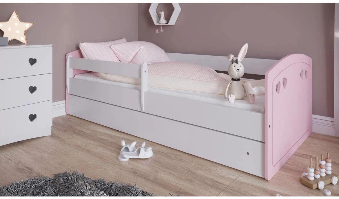 Julia decji krevet sa podnicom 90x164x65 cm belo/roze