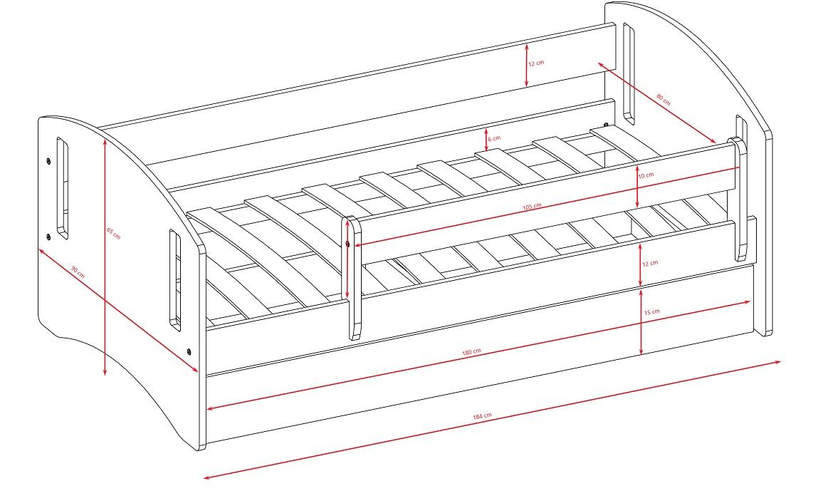 Classic decji krevet sa podnicom 90x184x65 cm belo/roze