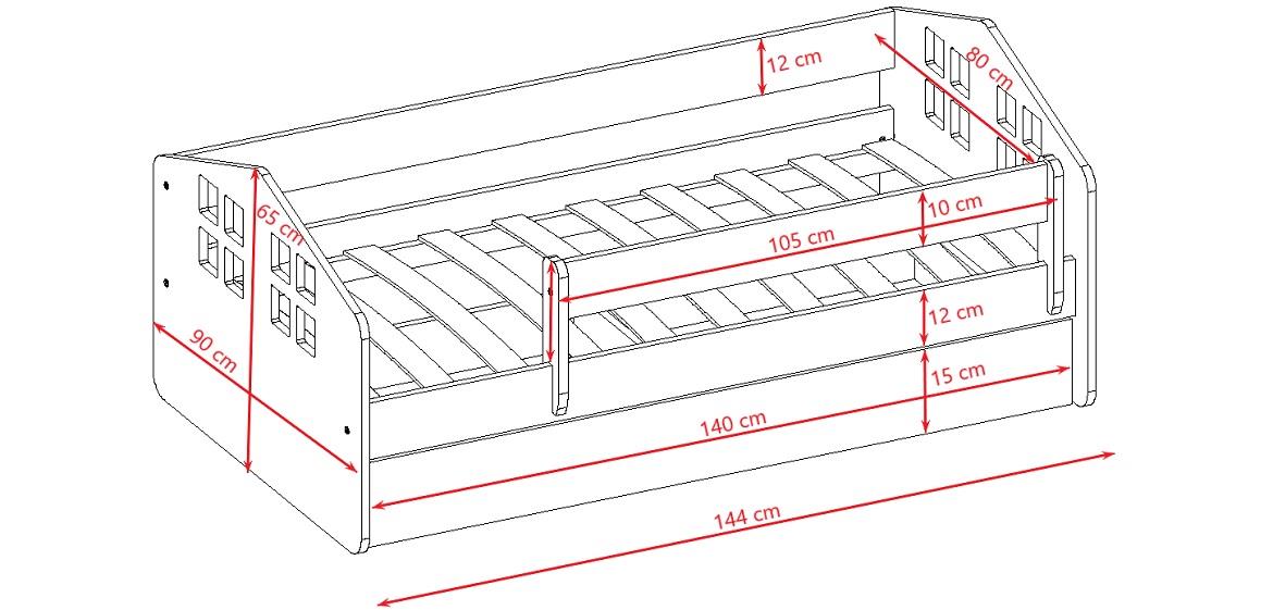 Kasper decji krevet sa podnicom 90x144x65 cm beli