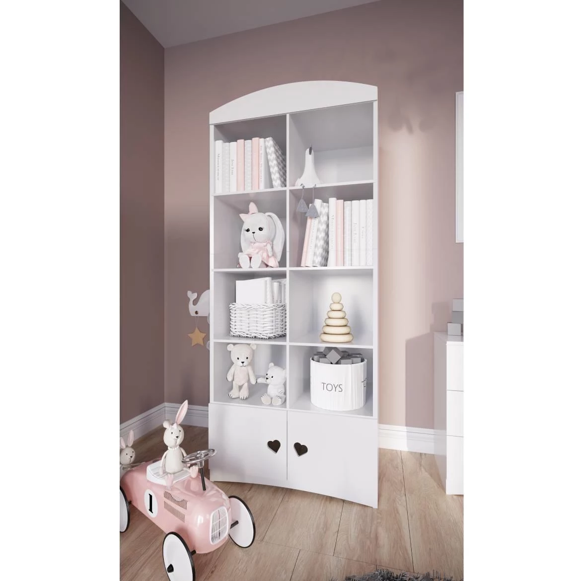 Julia polica 2 vrata+8 otvora 90x36x188,2 cm bela