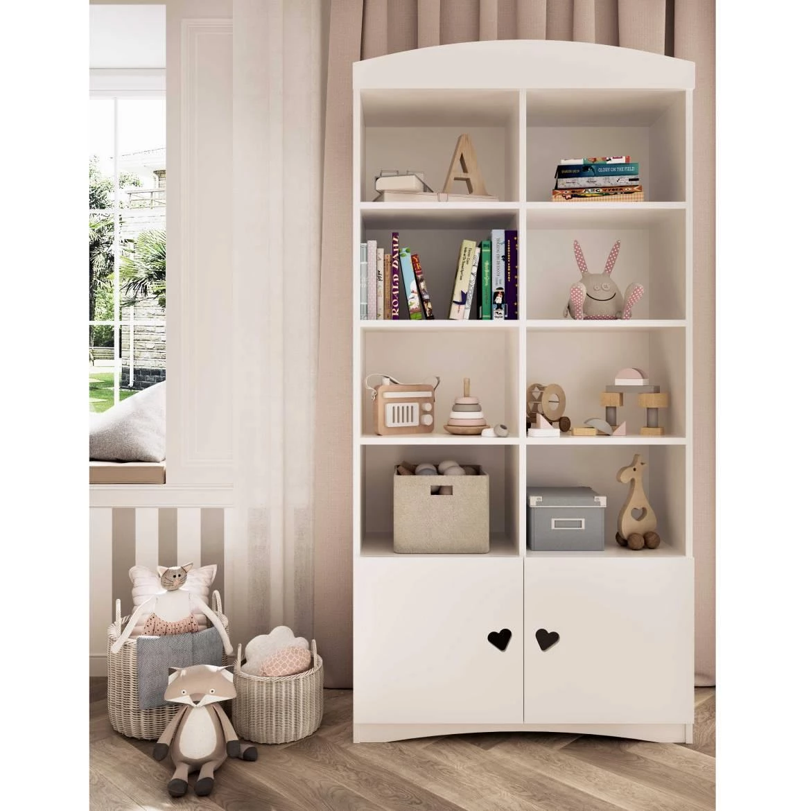 Julia polica 2 vrata+8 otvora 90x36x188,2 cm bela