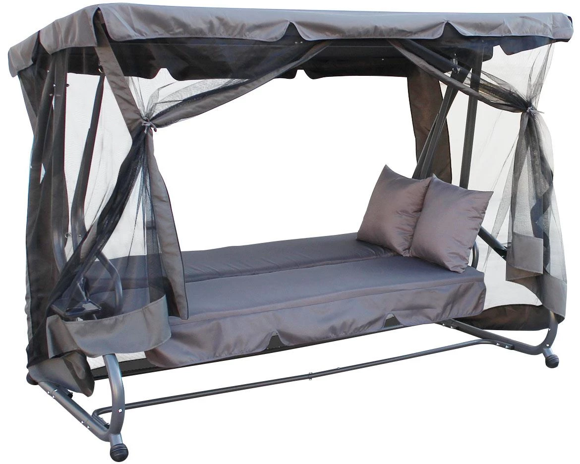 Sklopiva baštenska ljuljaška sa mrežom protiv komaraca 160X117X224 cm siva