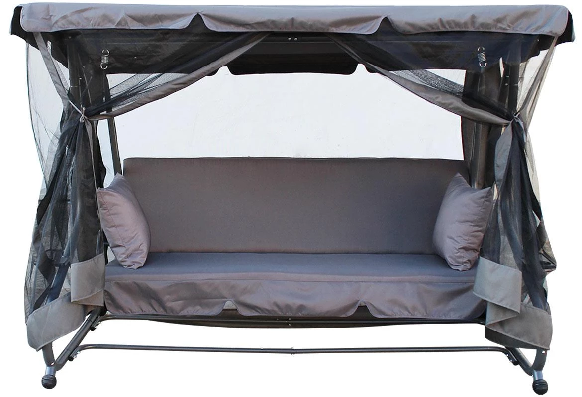 Sklopiva baštenska ljuljaška sa mrežom protiv komaraca 160X117X224 cm siva