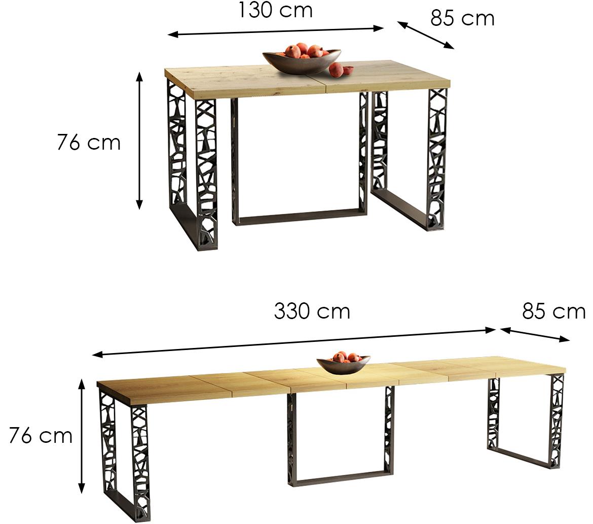 Borys Max sto 130(330)x85x76 cm hrast