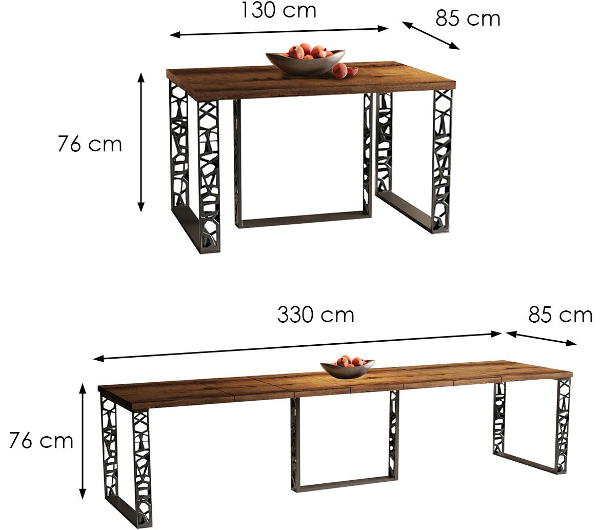 Borys Max sto 130(330)x85x76 cm tamni hrast