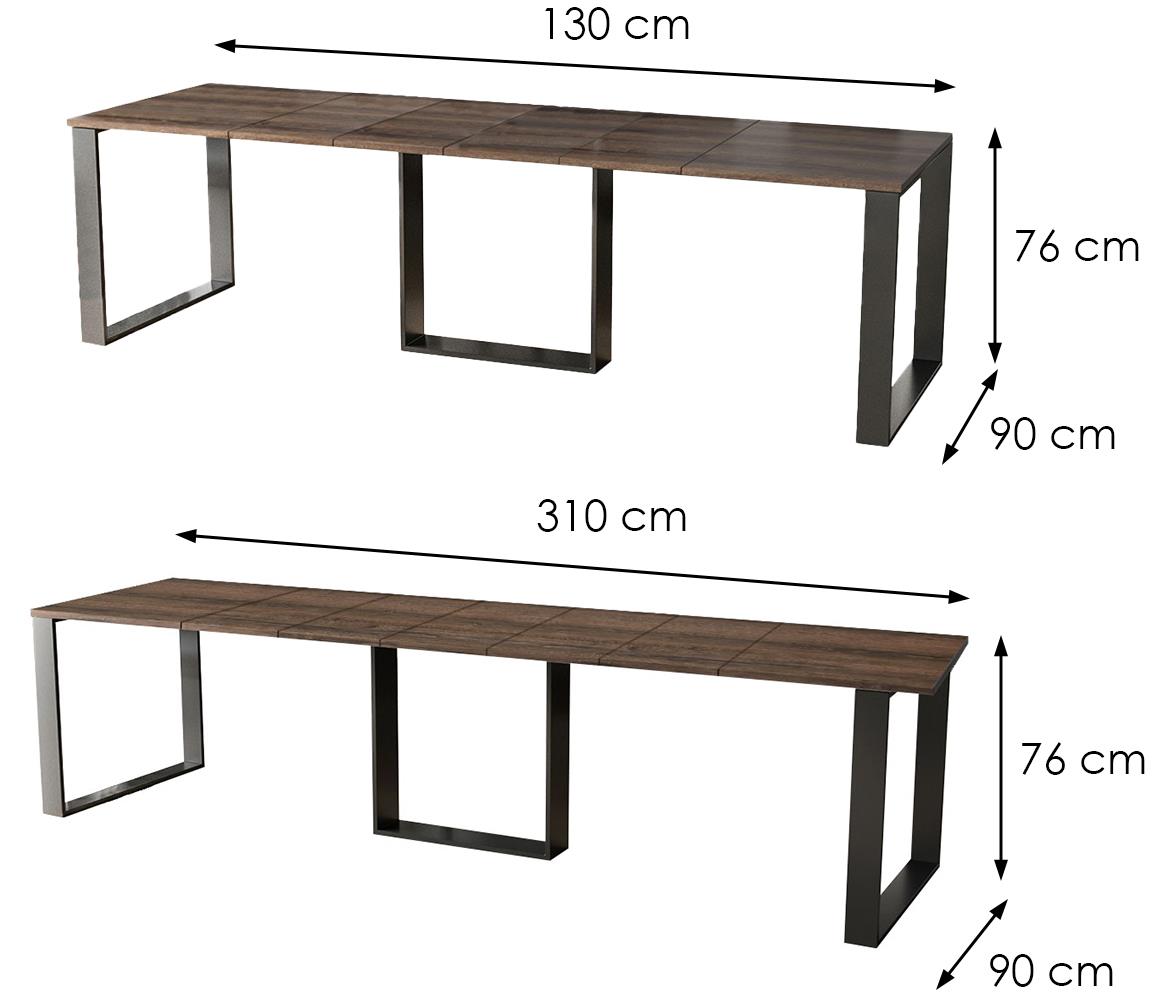 Borys Bis sto 130(310)x90x76 cm tamni hrast