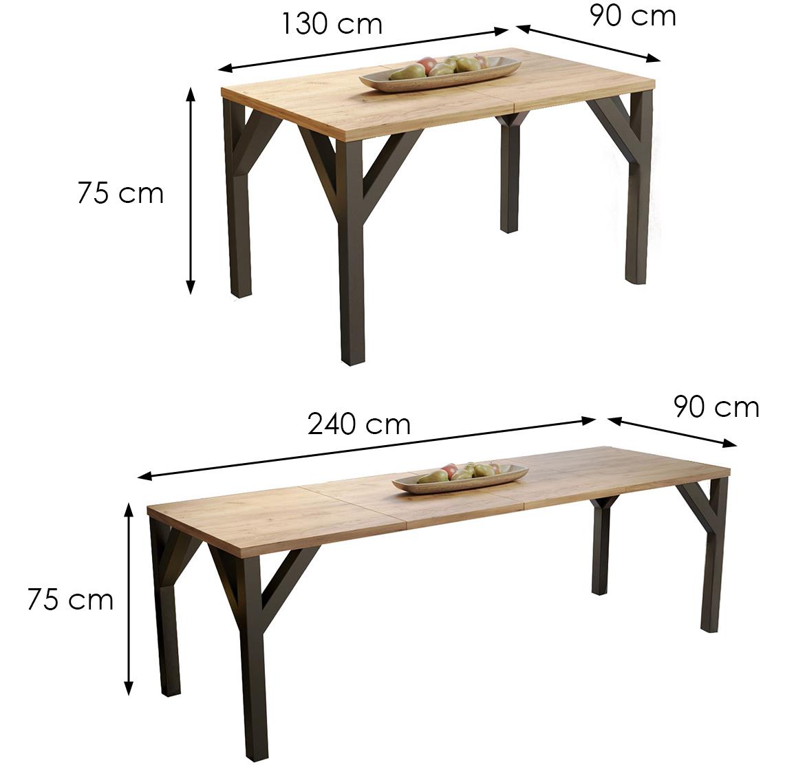 Baltika sto 130(240)x90x75 cm hrast