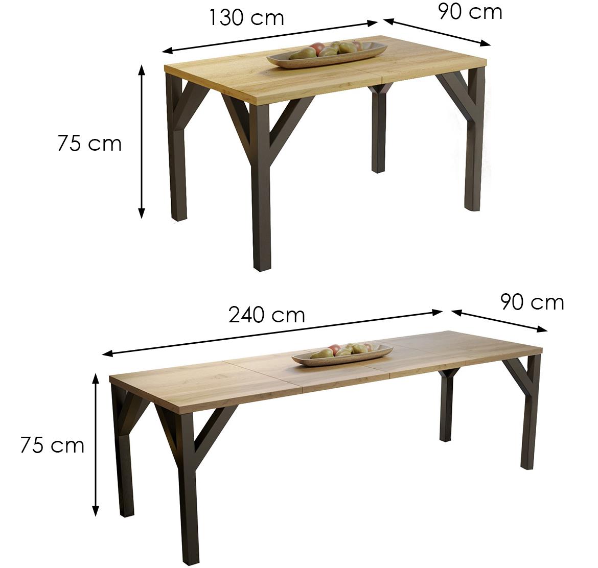 Baltika sto 130(240)x90x75 cm natur (wotan hrast)