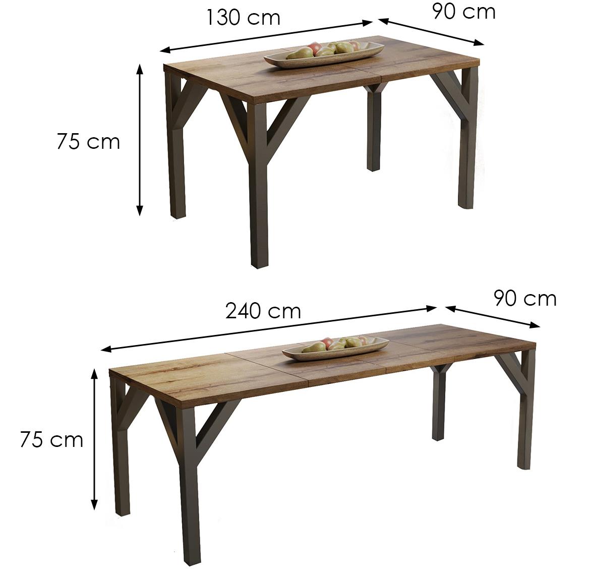 Baltika sto 130(240)x90x75 cm tamni hrast