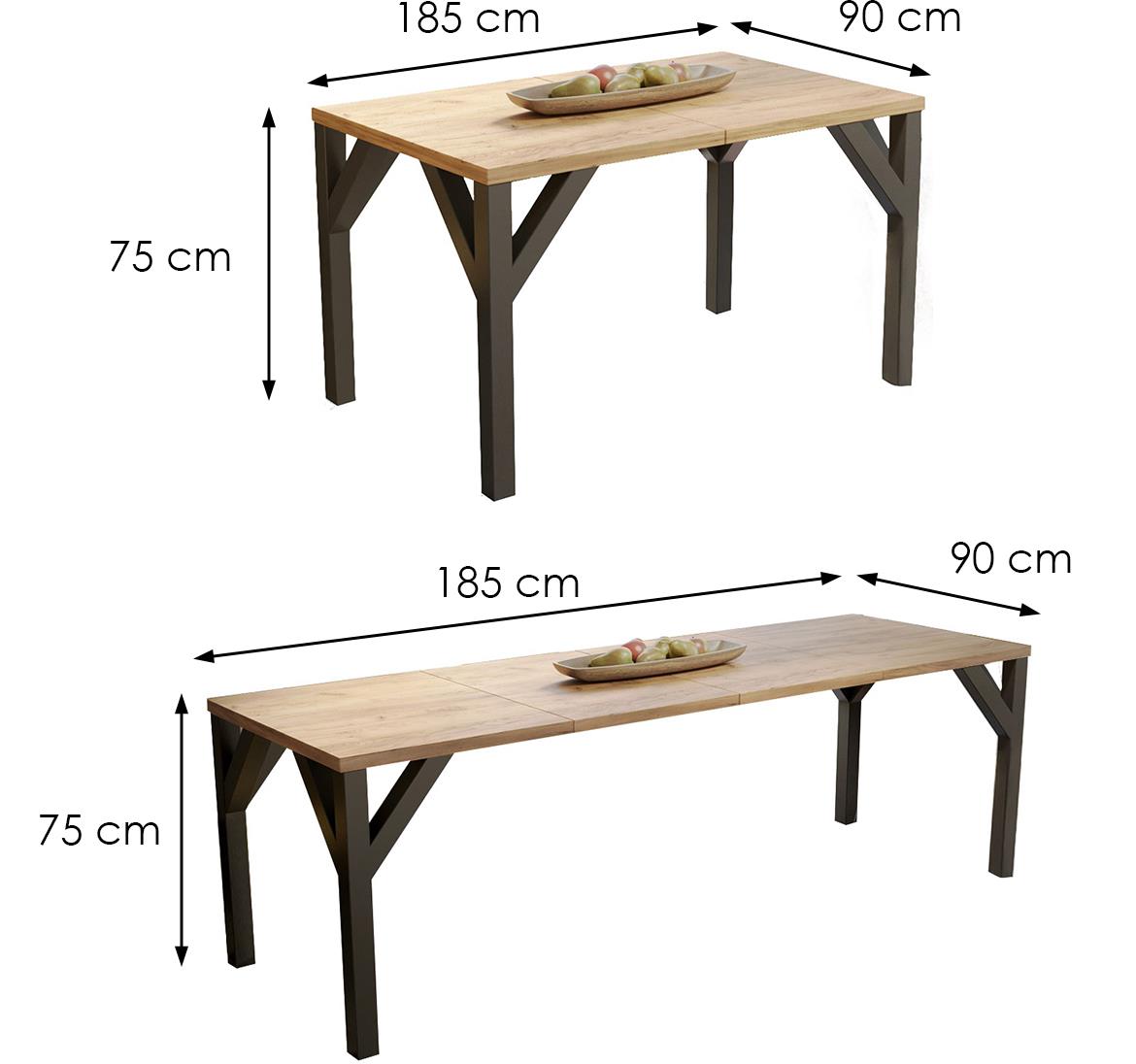 Baltika sto 130(185)x90x75 cm hrast