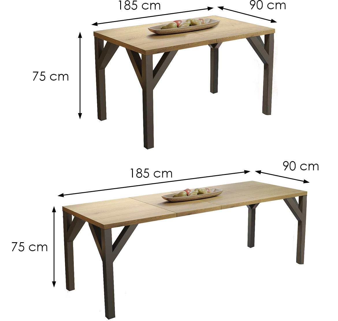 Baltika sto 130(185)x90x75 cm hrast