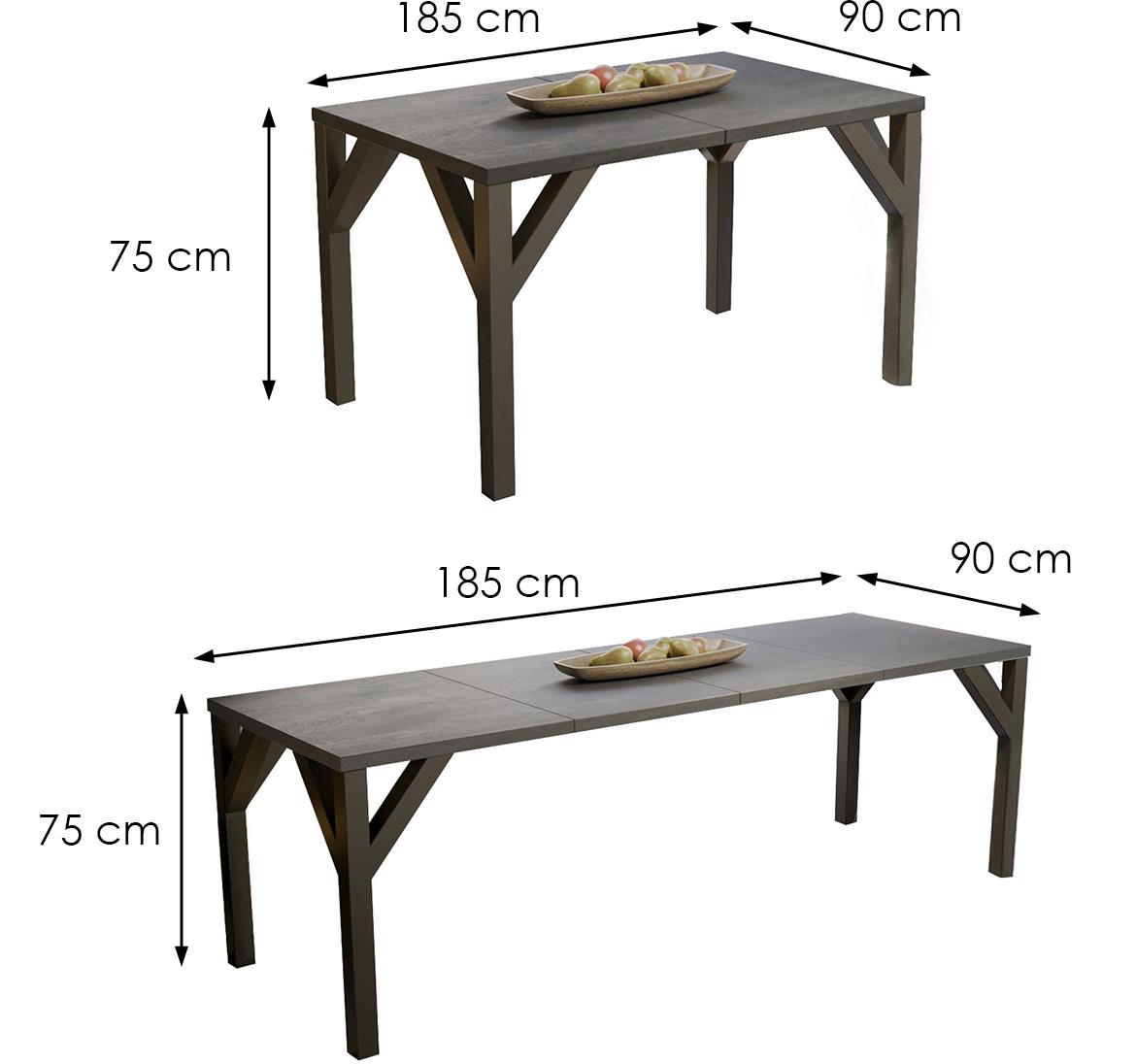 Baltika sto 130(185)x90x75 cm tamno sivi