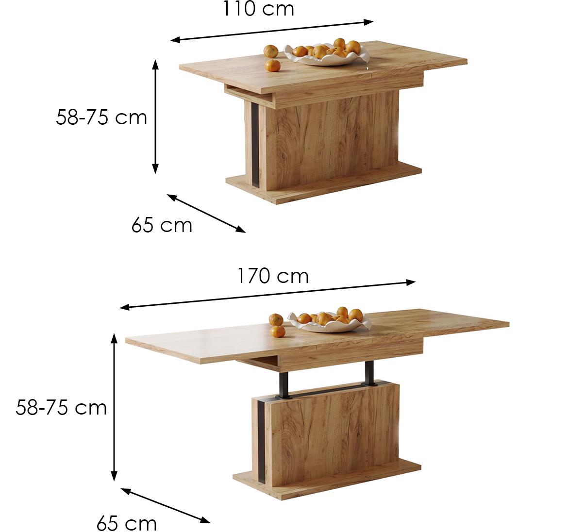 Solaris sto 110(170)x65x75 cm hrast