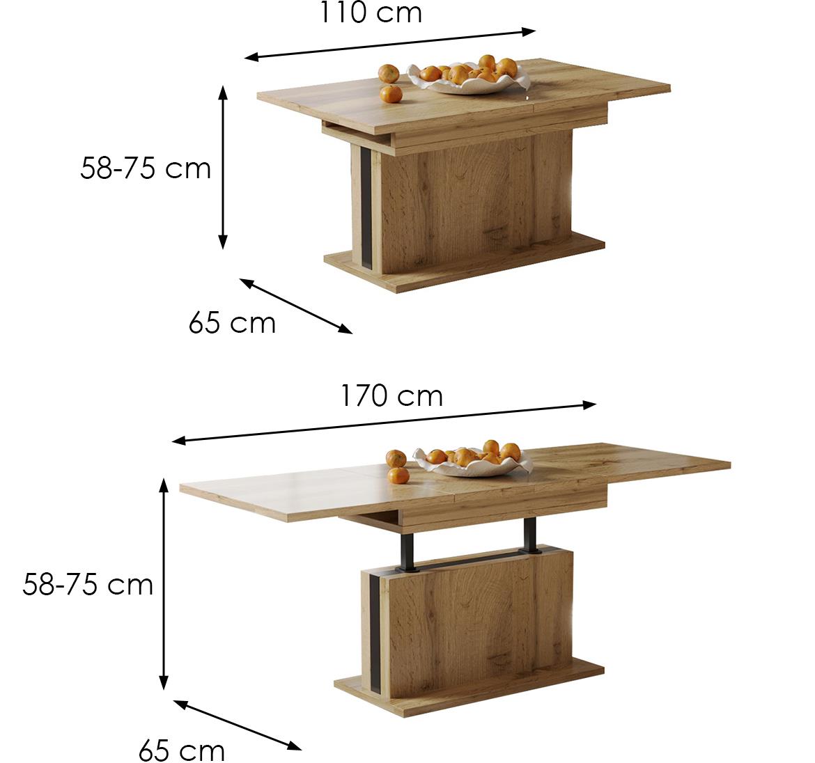 Solaris sto 110(170)x65x75 cm natur (wotan hrast)