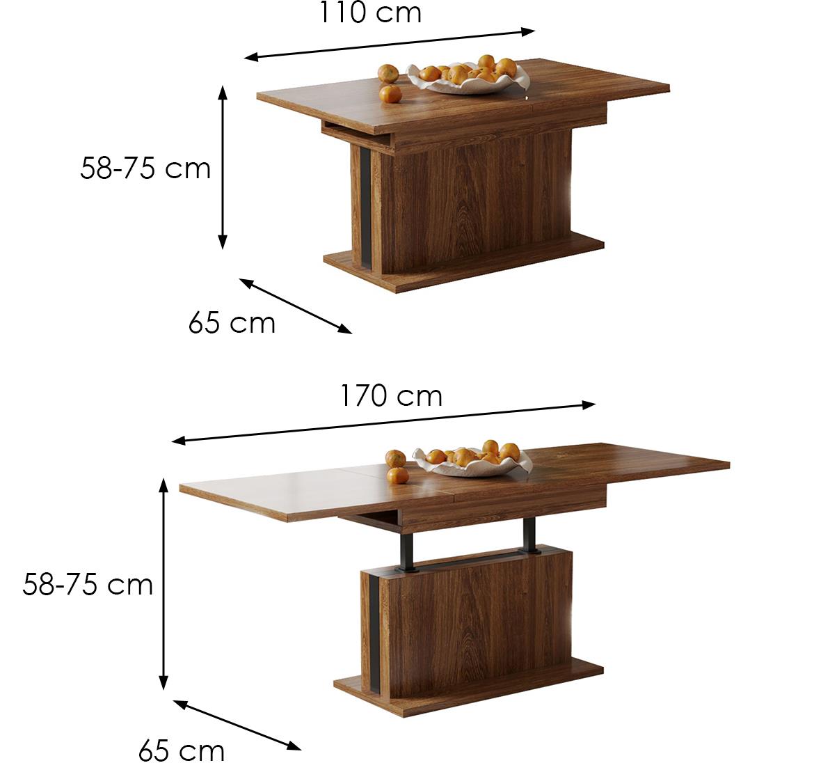 Solaris sto 110(170)x65x75 cm tamni hrast