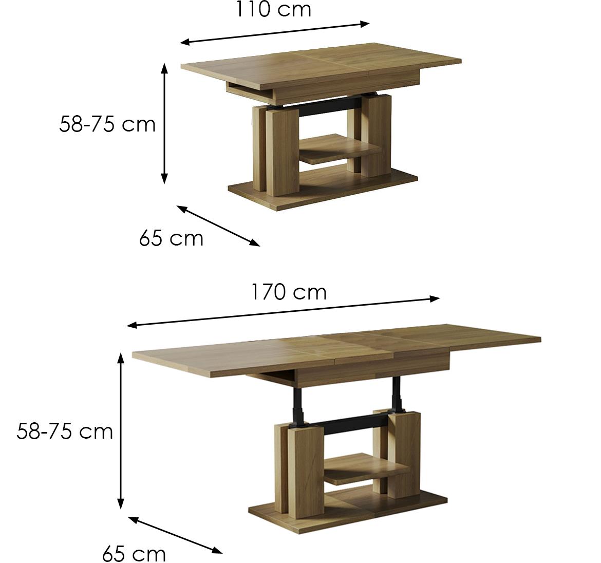 Iso sto 110(170)x65x75 cm hrast