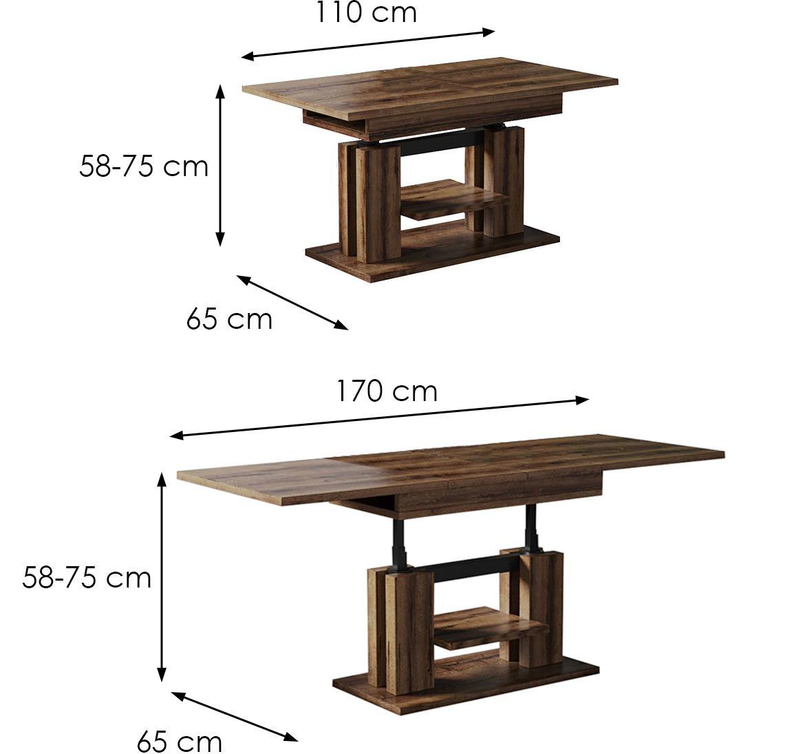 Iso sto 110(170)x65x75 cm tamni hrast