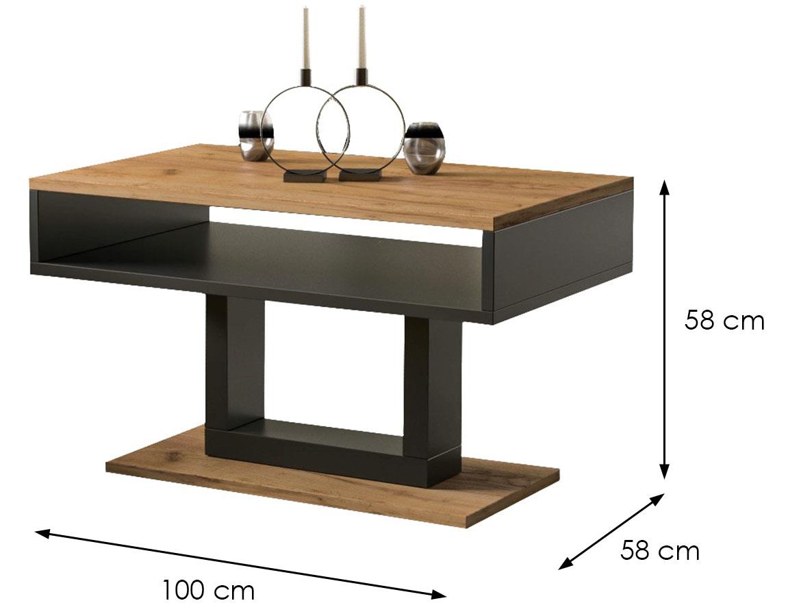 Tilo klub sto 1 polica 100x65x58 cm hrast