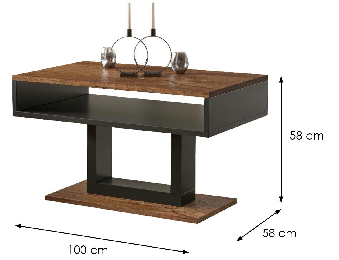 Tilo klub sto 1 polica 100x65x58 cm tamni hrast