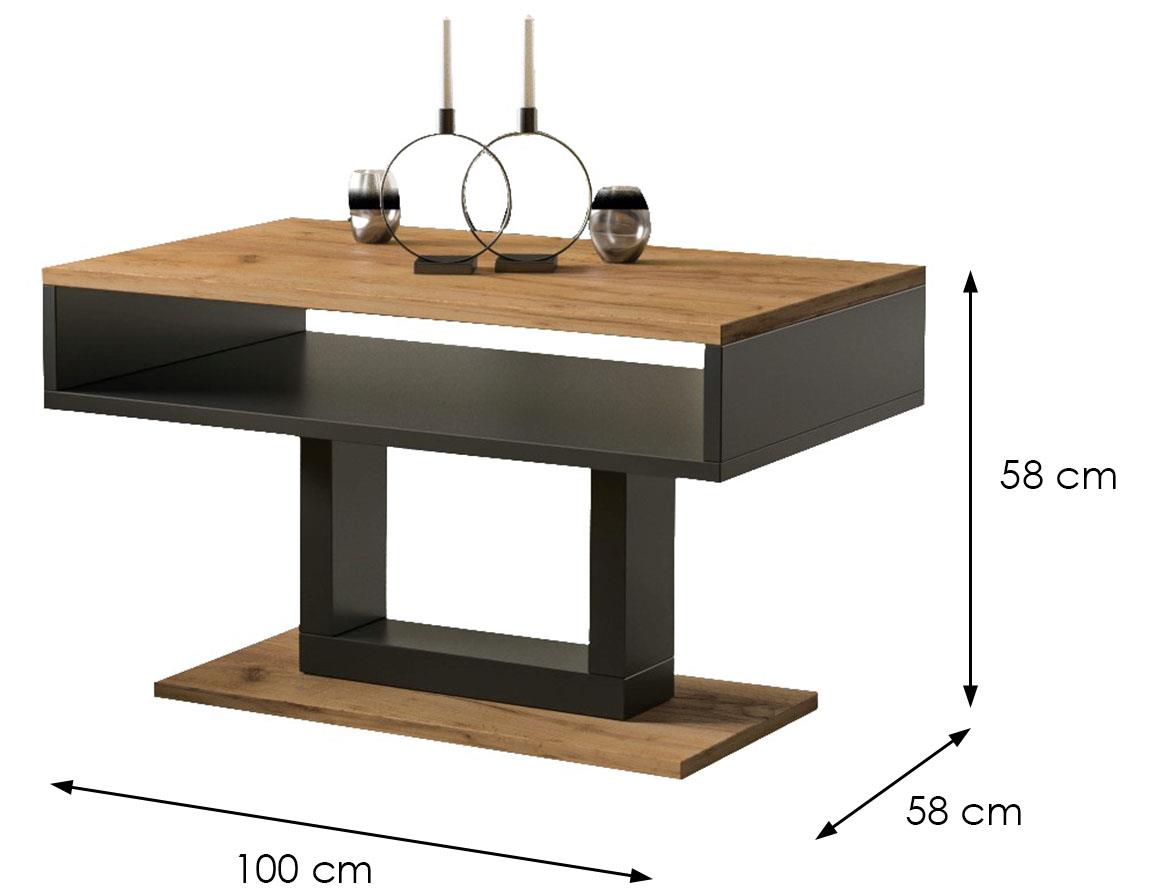 Tilo klub sto 1 polica 100x65x58 cm hrast