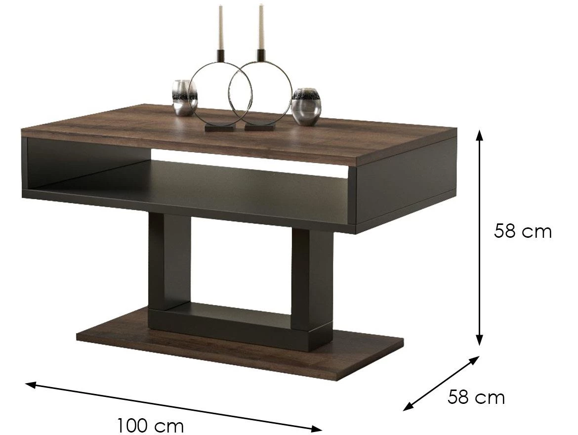 Tilo klub sto 1 polica 100x65x58 cm tamni hrast