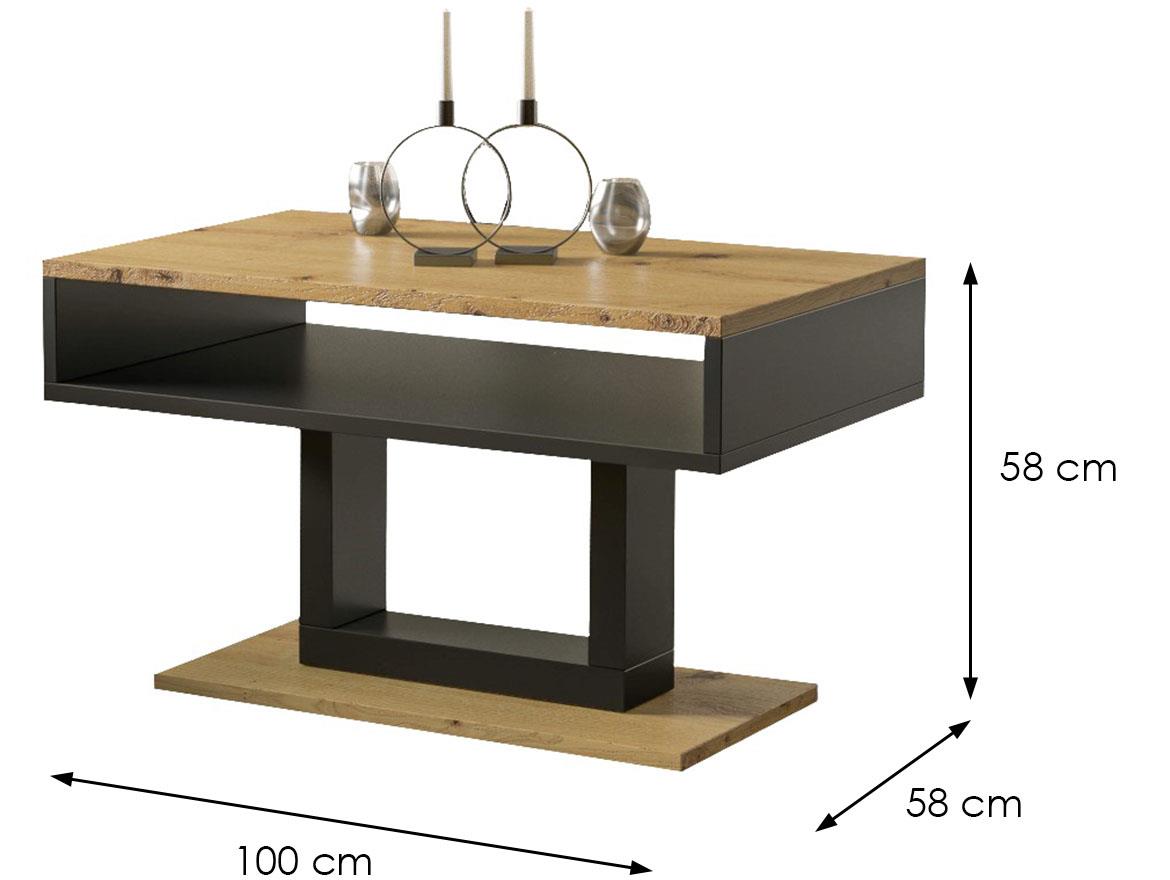 Tilo klub sto 1 polica 100x65x58 cm hrast