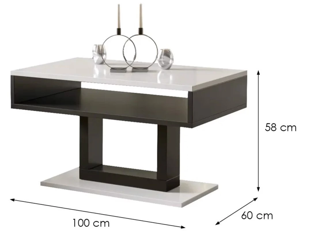 Tilo klub sto 1 polica 60x100x58 cm beli visoki sjaj
