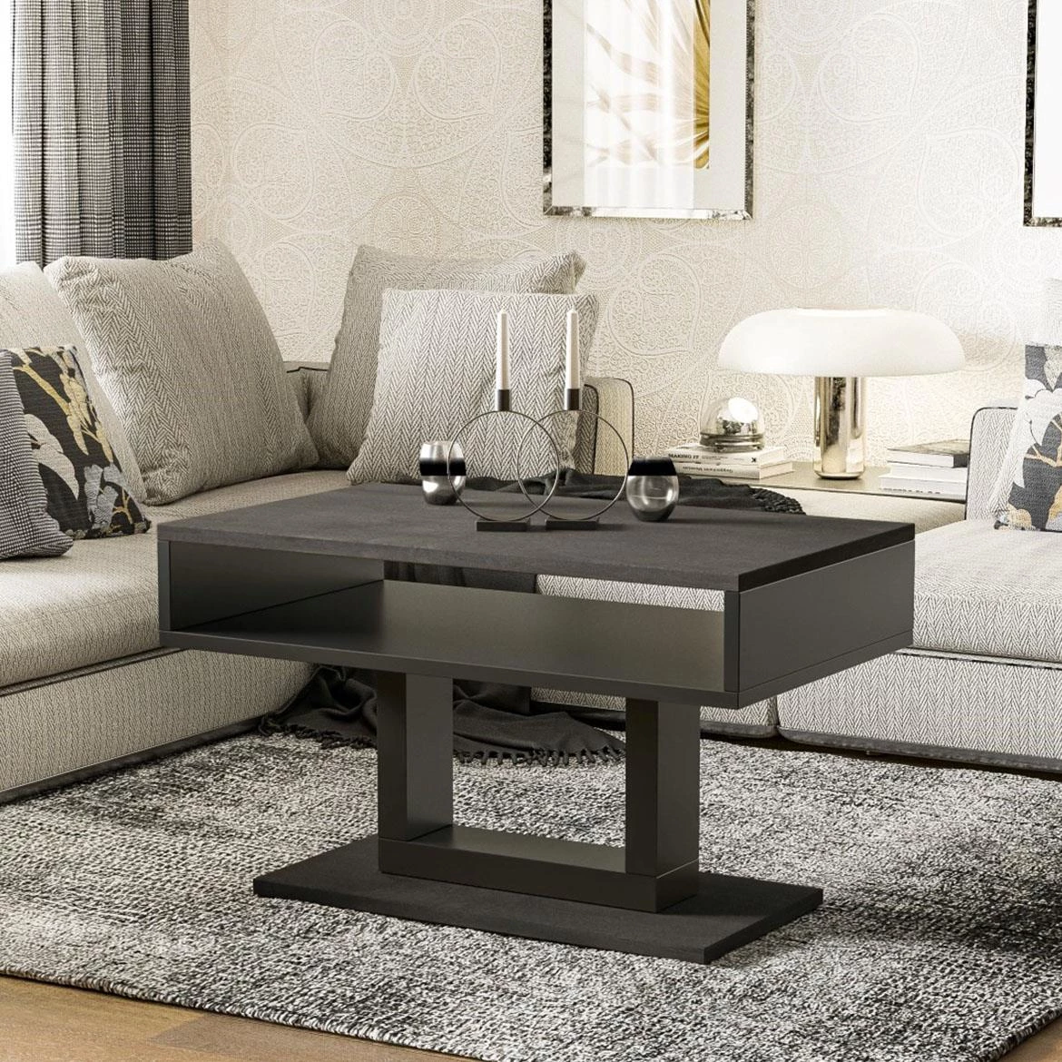 Tilo klub sto 1 polica 100x65x58 cm tamno sivi