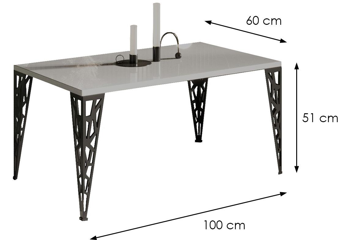 Monza klub sto 100x60x51 cm beli visoki sjaj