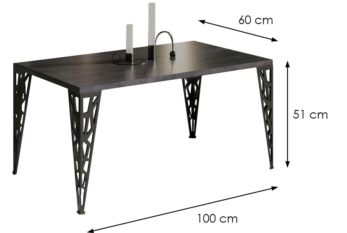 Monza klub sto 100x60x51 cm tamno sivi