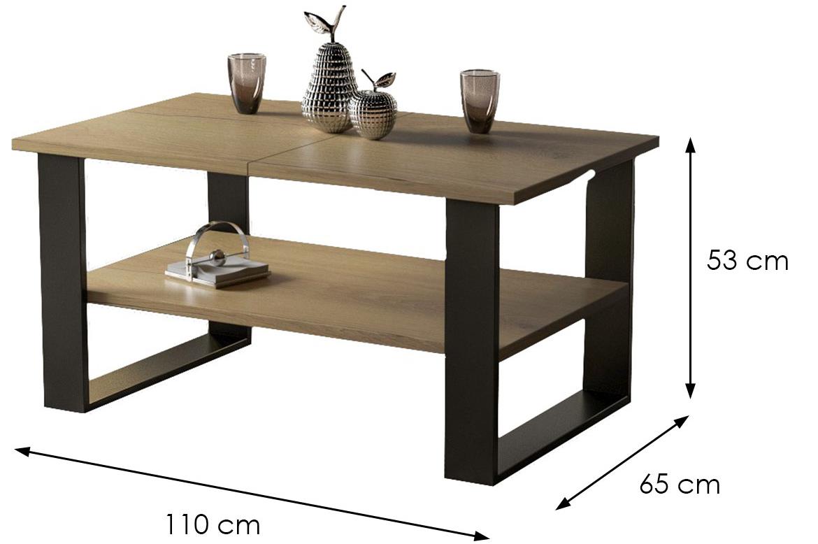 Inga klub sto 1 polica 110x65x53 cm hrast